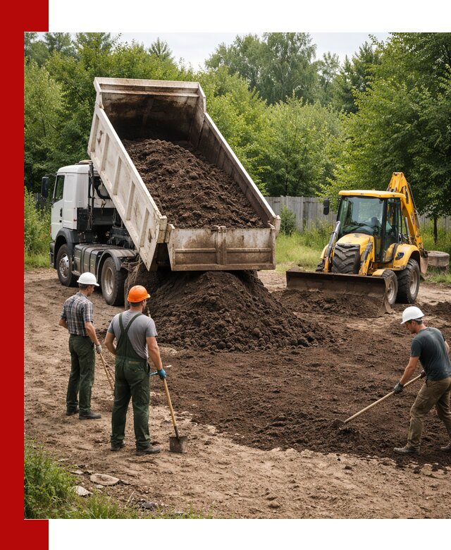 Доставка и укладка грунта для выравнивания участка в Канаше