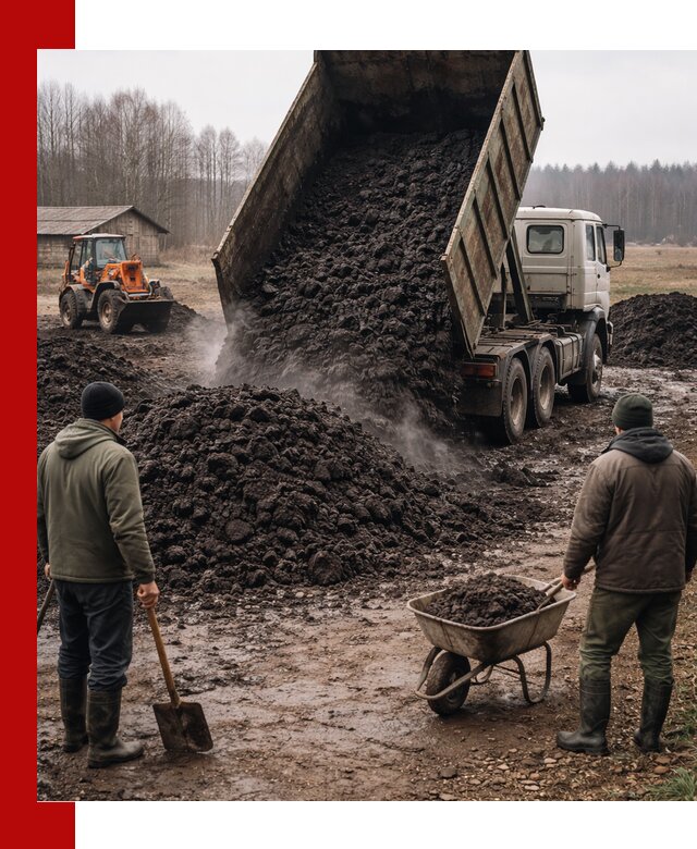 Доставка низинного торфа с разгрузкой и доставкой в Канаше