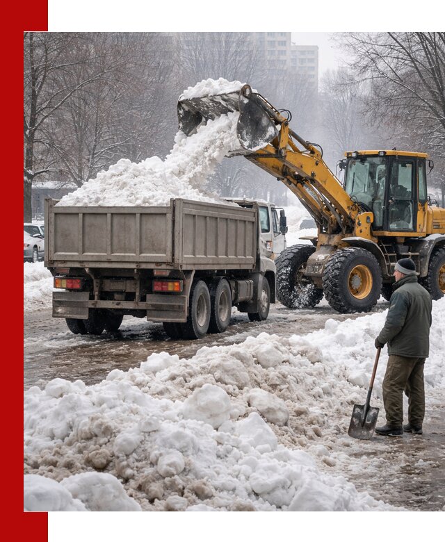 Вывоз снега грузовой техникой в Канаше оперативно и чисто