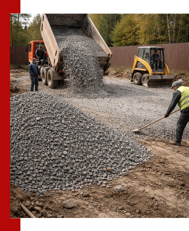 Отсыпка участка щебнем с доставкой и уплотнением в Канаше