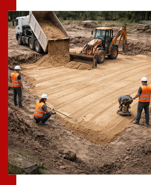 Устройство песчаной подушки для фундаментов и дорог в Канаше